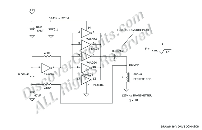 125KHZ LC Oscillator designed by David Johnson