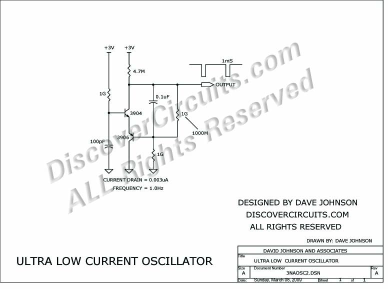 3 NA Oscillator Circuit Schematic designed by Dave Johnson