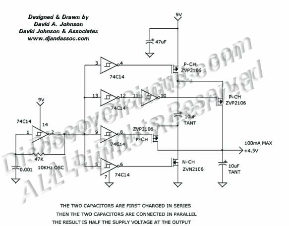 Circuit charge Pump voltage divider designed by David A. Johnson, P.E. (July 8, 2000)