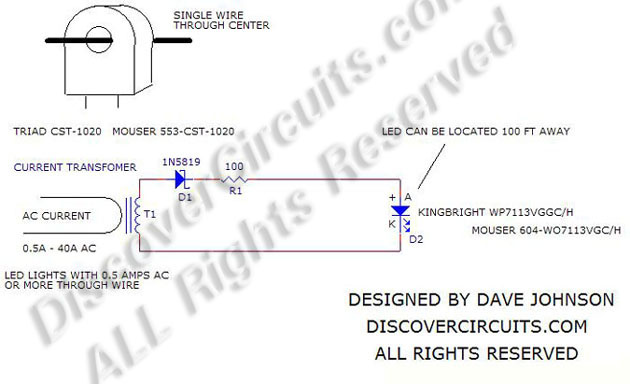 circuit self-powered AC Indicator Schematic