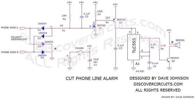 Cut Line Phone Alarm circuit