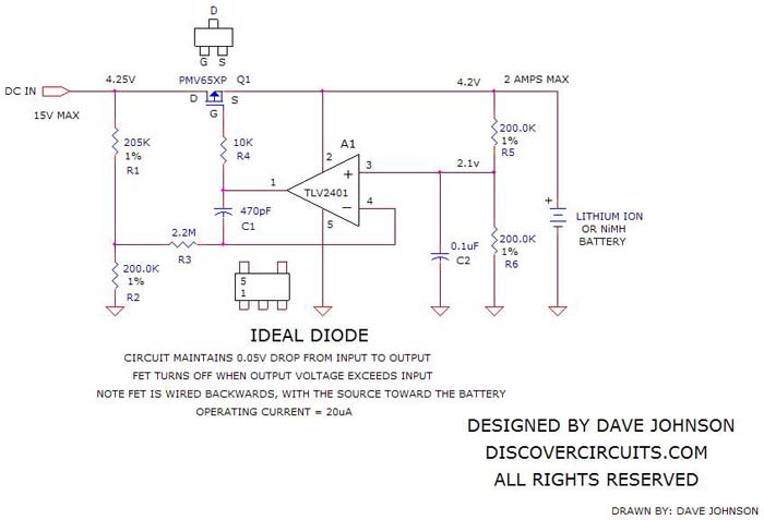 Circuit forms Ideal Diode Function