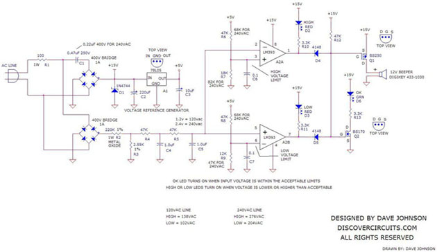 AC Line Under/Over Voltage Alarm Circuit (May1, 2005)