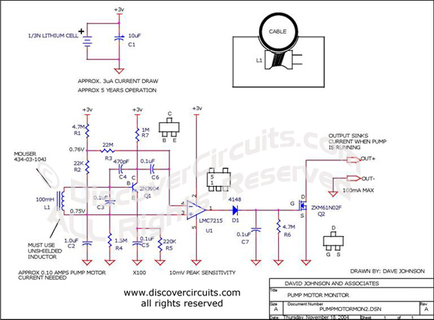 Pump Motor Monitor designed by David Johnson, P.E. (Nov 18, 2004)