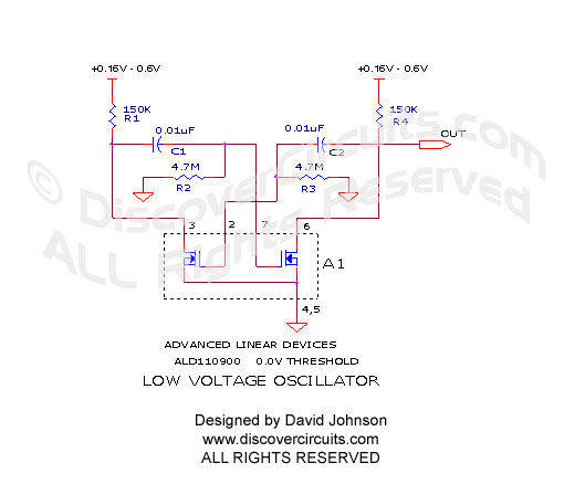 Circuit Oscillator Very Low Voltage designed
by David Johnson