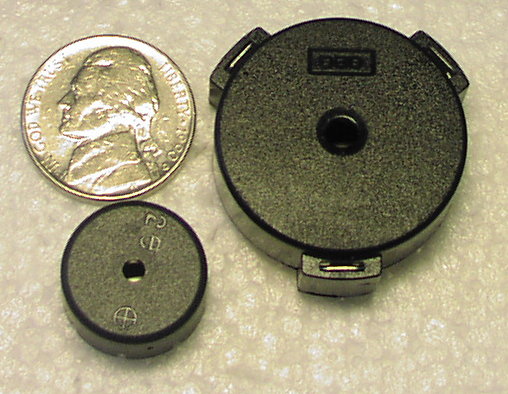 Piezeoelectric Beepers: Murata PKM17EPP-2002-BO (smaller one); 254-PB515-ROX